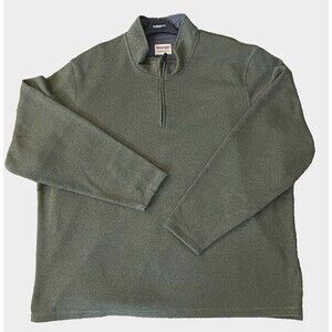 Wrangler Authentics Pullover Sweater Men's 3XL Green 1/4 Zip‎ Long Sleeve